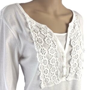 Van Heusen White Crochet Accent Blouse